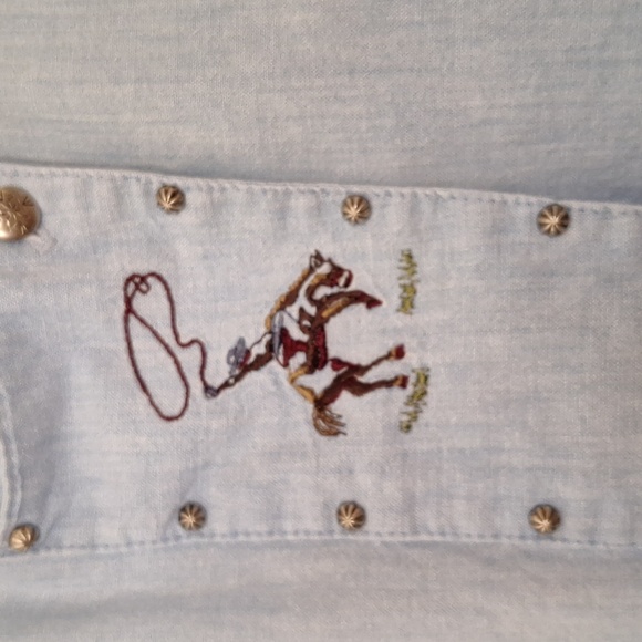 Ladies S Roughrider Vintage Rodeo Western Shirt Blue with front placket - Picture 2 of 5